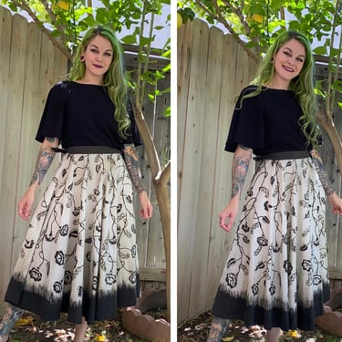 Vintage 1950’s Hand Painted Floral Circle Skirt 