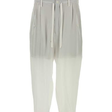 Yohji Yamamoto Men White Silk Pant