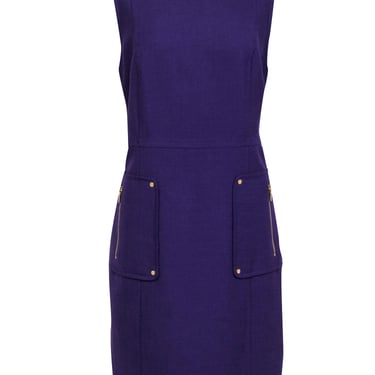Tory Burch - Purple Wool Blend Sleeveless Shift Dress Sz 14