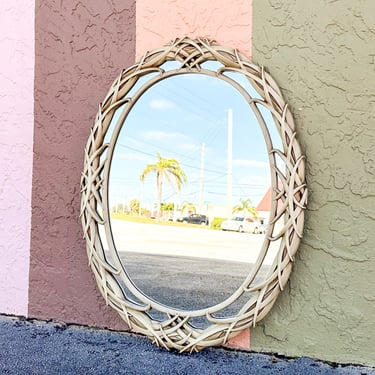 Faux Bamboo Palm Leaf Mirror