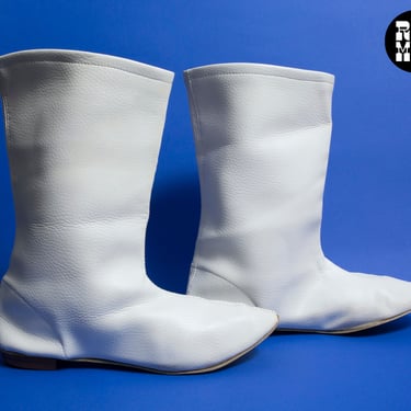 ICONIC Space Age Mod Vintage 60s 70s White Vegan Booties Boots 