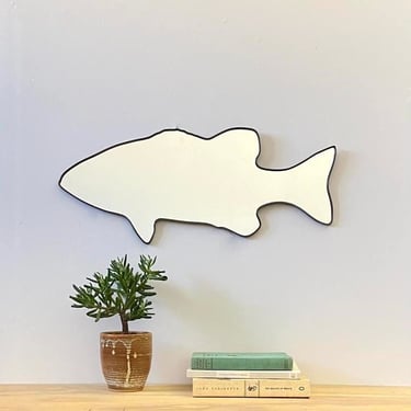 Smallmouth Bass Mirror / Handmade Wall Mirror Art Shape Outline Fly Fishing Angling Gift For Angler Fisherman Lake House Decor Cabin 