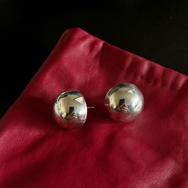 vintage silver earrings studs round ball statement jewelry minimalist bulky chunky earrings vintage style 925 silver 