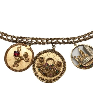 14K Gold Mid Century Charm Bracelet 