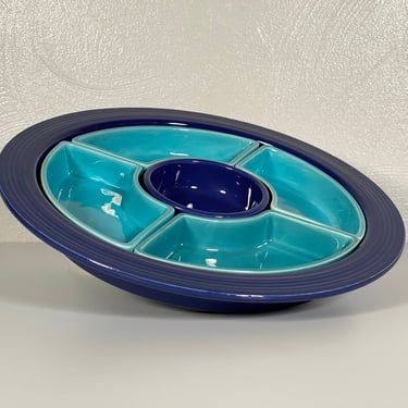 Fiestaware Relish Tray Set - Cobalt and Turquoise 