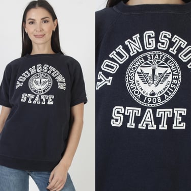 Champion Blue Bar Sweatshirt, Youngstown State University Crewneck, Short Sleeve College Shirt 