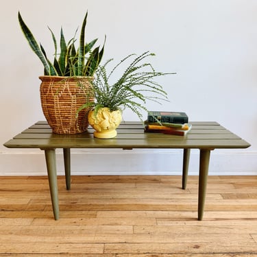 MCM Green Slat Bench Table