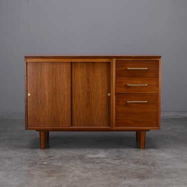 4ft Vintage Mid-Century Modern Walnut Credenza Sideboard 