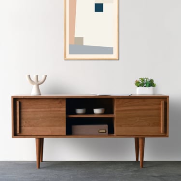 Kasse Media Console - Solid Cherry - Record Storage - 60L x 19W x 24/28H - In Stock! 