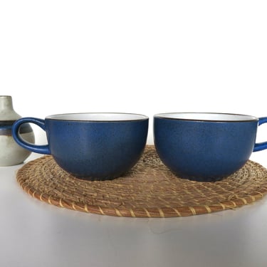 2 Vintage Heath Ceramics Cups in Mountain Blue Glaze, Edith Heath Saulsalito California Coffee Tea Cups 