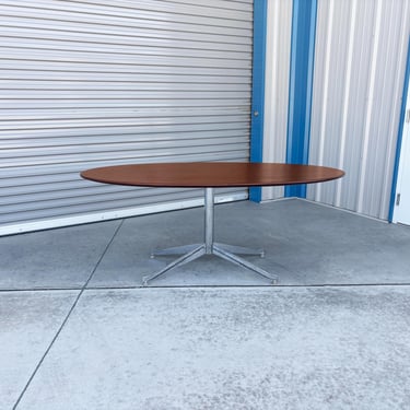 1980s Mid Century Walnut and Chrome Dining Table Styled After Knoll 