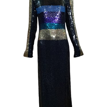 Pierre Cardin 60s Striped Sequin Sheath Gown