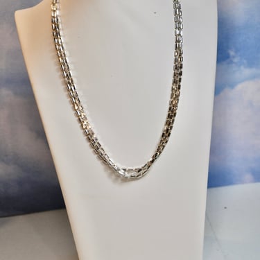 Sparkling Solid Sterling Silver Triple Strand Necklace Signed MILOR Made in Italy 18" Gift for Her Mother's Day Gift Ware Day into Night 