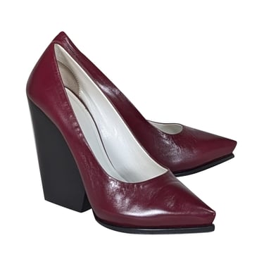 Celine - Maroon Leather Chunky Heel Pumps Sz 10