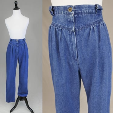 80s Pleated Jantzen Jeans - 30" waist - Blue Cotton Denim - High Rise Relaxed Fit - Vintage 1980s - 30" inseam 