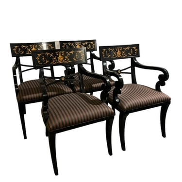Baker Regency Black Dining Arm Chairs  (4 avail)  LC243-08