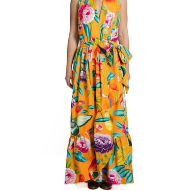 Morphew Collection Orange & Pink Cotton Tropical Gown 