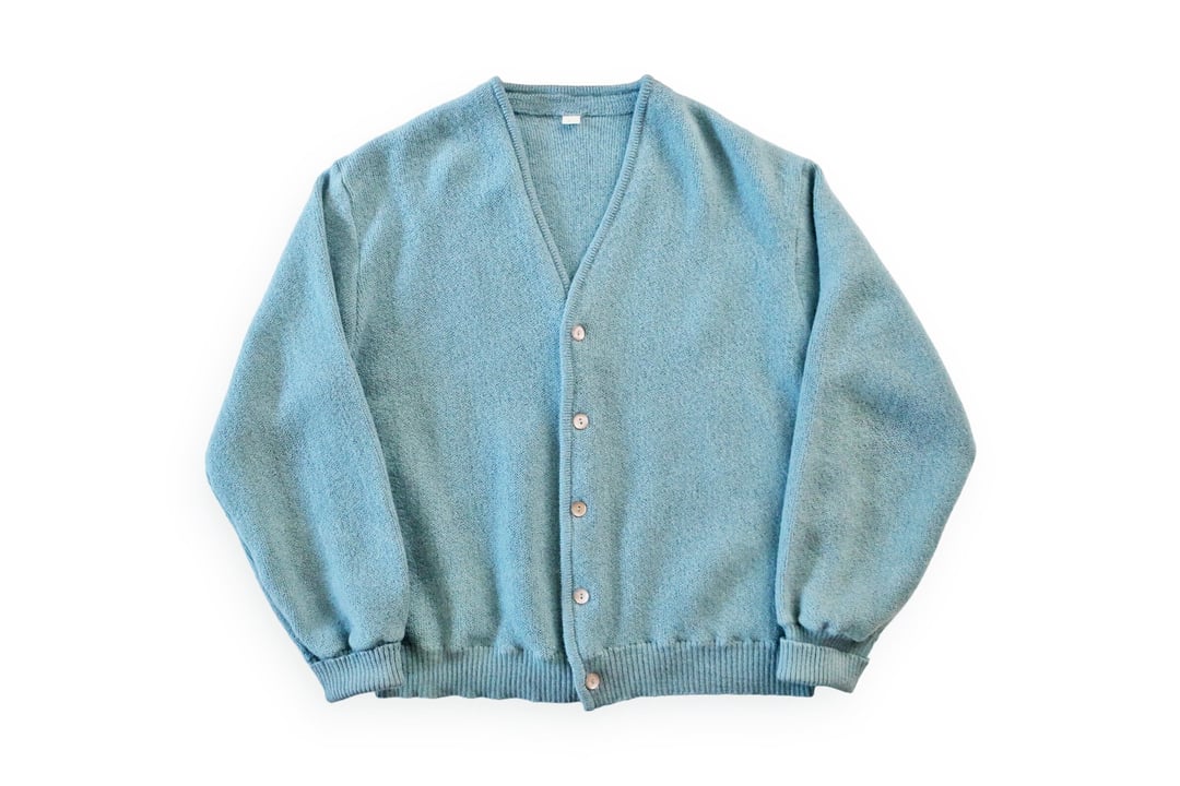 Vintage 80s Blue shops Mohair Cardigan Sweater