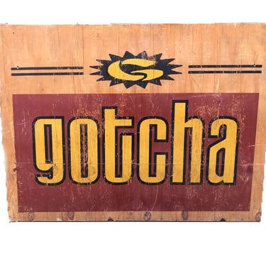 Large Advertisement Sign -- Vintage Signage -- Vintage Gotcha Sign -- Vintage Surf Sign -- Surfing Signage -- Authentic Gotcha Sign 