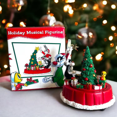 Vintage 1996 Warner Brothers Holiday Musical Figurine with Box Looney Tunes 