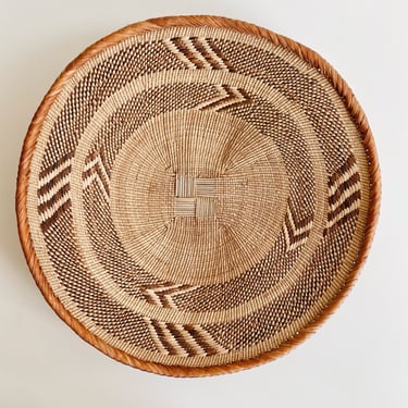Neutral Handwoven Basket with arrow design