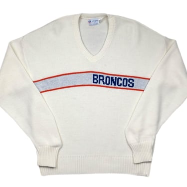 Vintage 80s/90s Cliff Engle Denver Broncos Football Made in USA Wool Blend Knit Sweater Pullover Size Large 
