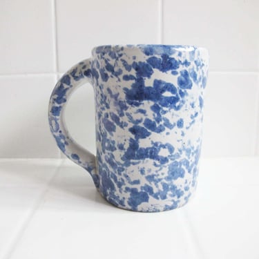 Vintage Blue White Speckled Coffee Mug - 80s Spotted Ceramic Mug - Cottagecore Shabby Chic Kitchen - Tea Coffee Lover - Friend Gift 