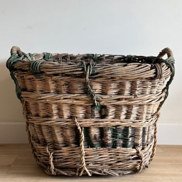 Large Antique French Champagne Gathering Basket 