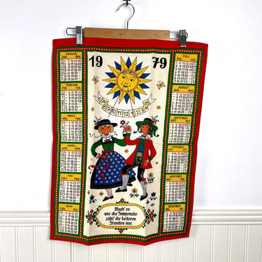 Kolf Austrian tea towel - 1979 calendar with sundial 