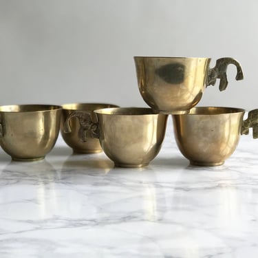 Brass Koi Fish Punch Bowl Cups, Set of 5 