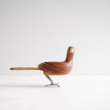 Vintage Hand Carved Wood Bird Figurine 