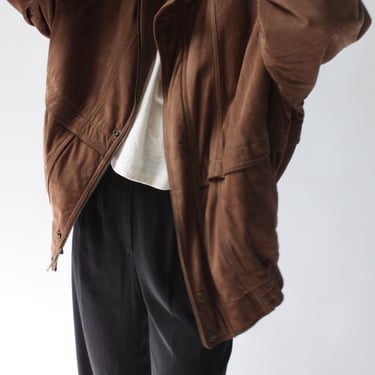 Vintage Walnut Suede Bomber Jacket