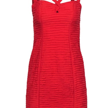 Rebecca Minkoff - Red Silk Tiered Textured Sheath Dress Sz 4