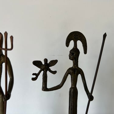 Mid-Century Frederick Weinberg - Style Greek Gods Brass Sculptures - a Pair 