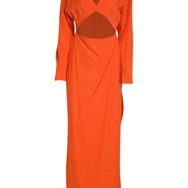 Lapointe - Coral Orange Pebble Crepe Cut-Out Dress Sz 6