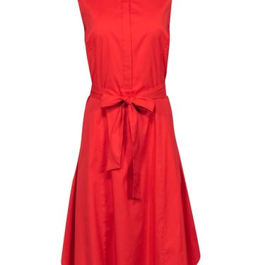 Lafayette 148 - Orange Sleeveless Midi Shirt Dress Sz 8