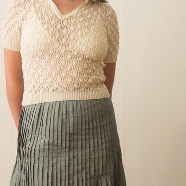 1970s Crocheted Cotton Polo Shirt 