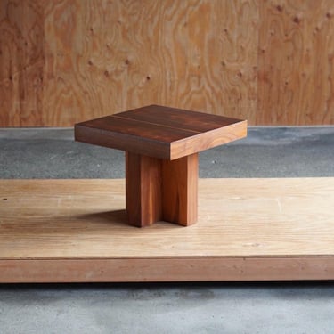 Milo Baughman Walnut Cruciform Side Table 