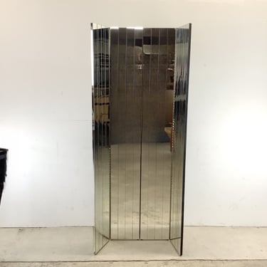 Vintage Folding Mirrored Screen or Room Divider 