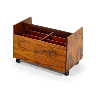 Rolf Hesland Rosewood Rolling Record/ Magazine Caddy by  Bruksbo