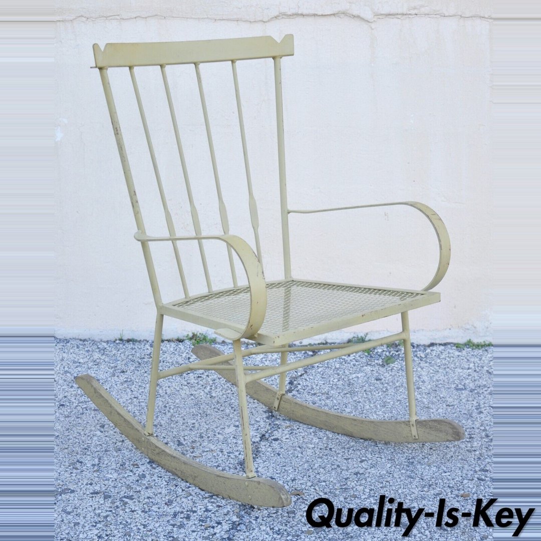 Mid Century Modern Wrought Iron Rocking Chair after Salterini and ...
