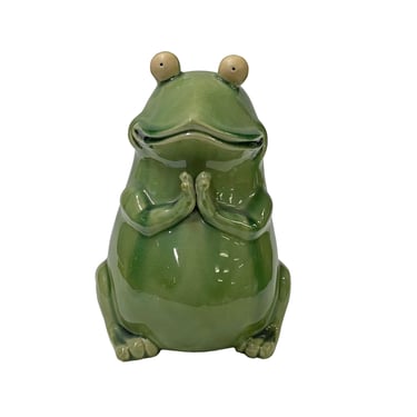 Handmade Light Green Small Ceramic Artistic Frog Figure Display Art ws2760E 
