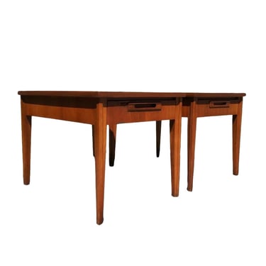 Free Shipping Within Continental US - Vintage Mid Century Modern Walnut End Tables Set Of 2 