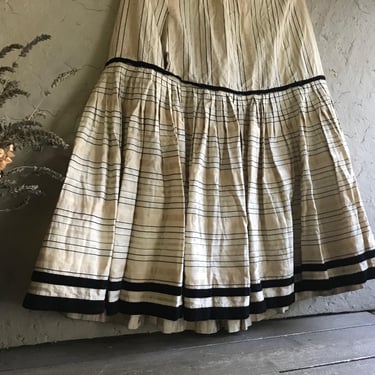 Antique French Striped Skirt, Jupon, Country Peasant Clothing, Petticoat, Prairie Skirt, Period Clothing 