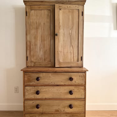 Antique English Pine Linen Press 