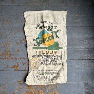 Vintage Kellogg’s “Special X” 100 lbs Flour Sack Decatur, IL 