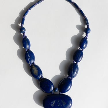 Large Lapis Lazuli Oval Beaded Necklace