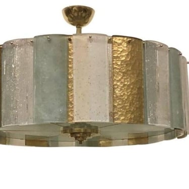 Vintage Italian Brass &amp; Murano Glass Chandelier