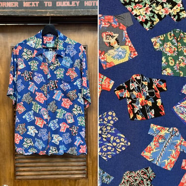 Vintage 1980’s -Rare- “Reyn Spooner” Tiki Aloha Shirt Pattern Rayon Hawaiian Shirt, 80’s Vintage Clothing 