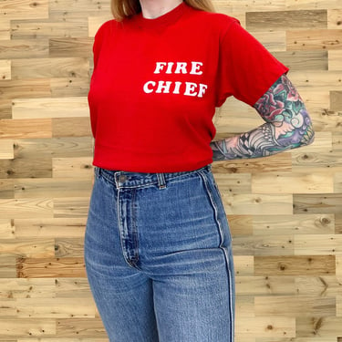70's Vintage Soft Worn Fire Chief Tee Shirt T-Shirt 